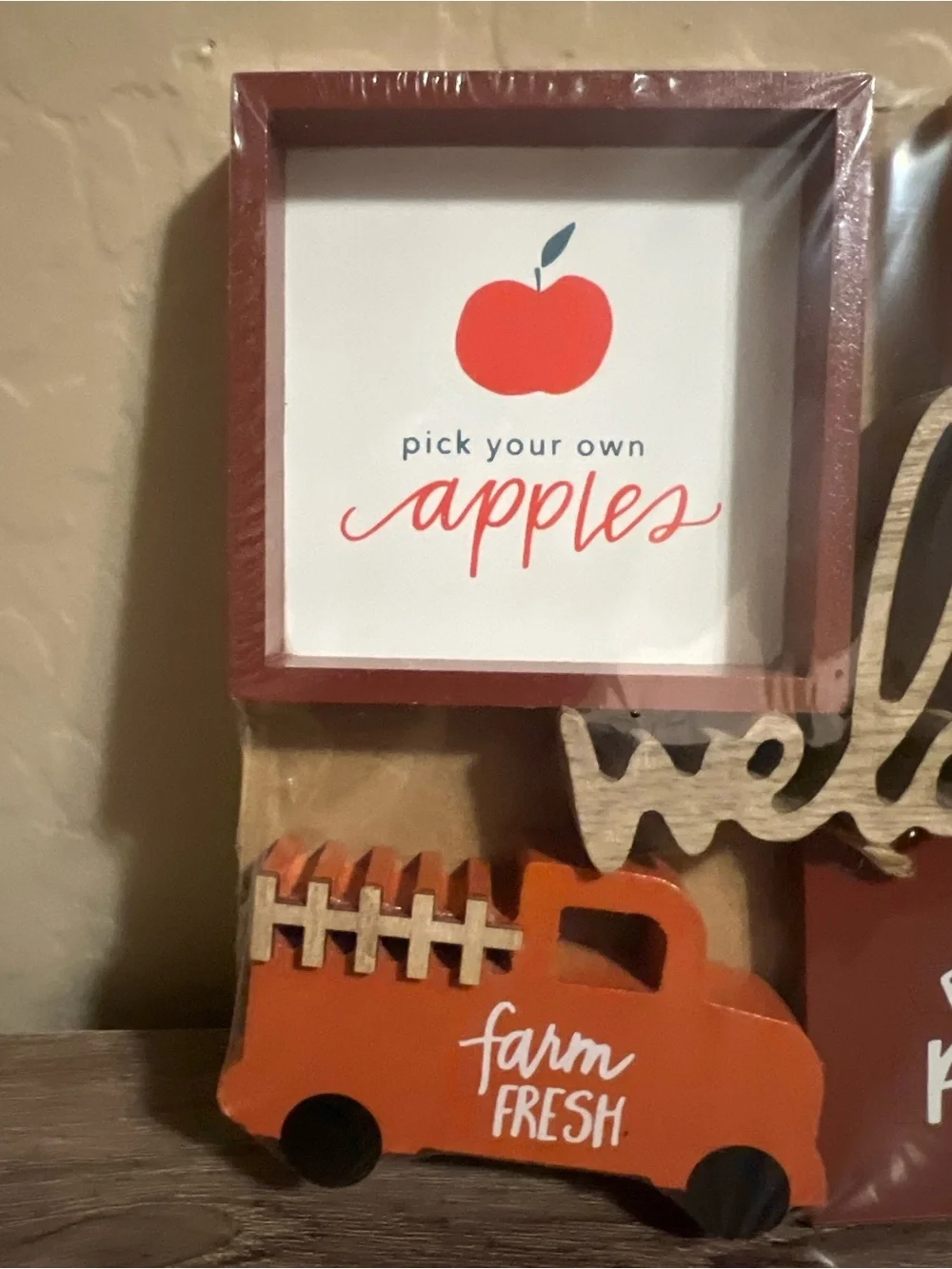 Target Bullseye Tiered Tray Fall Autumn Signs Fall Apples Pumpkins Wood NWT